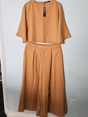 Zanzea Mustard Wide Leg Two-Piece Set XL